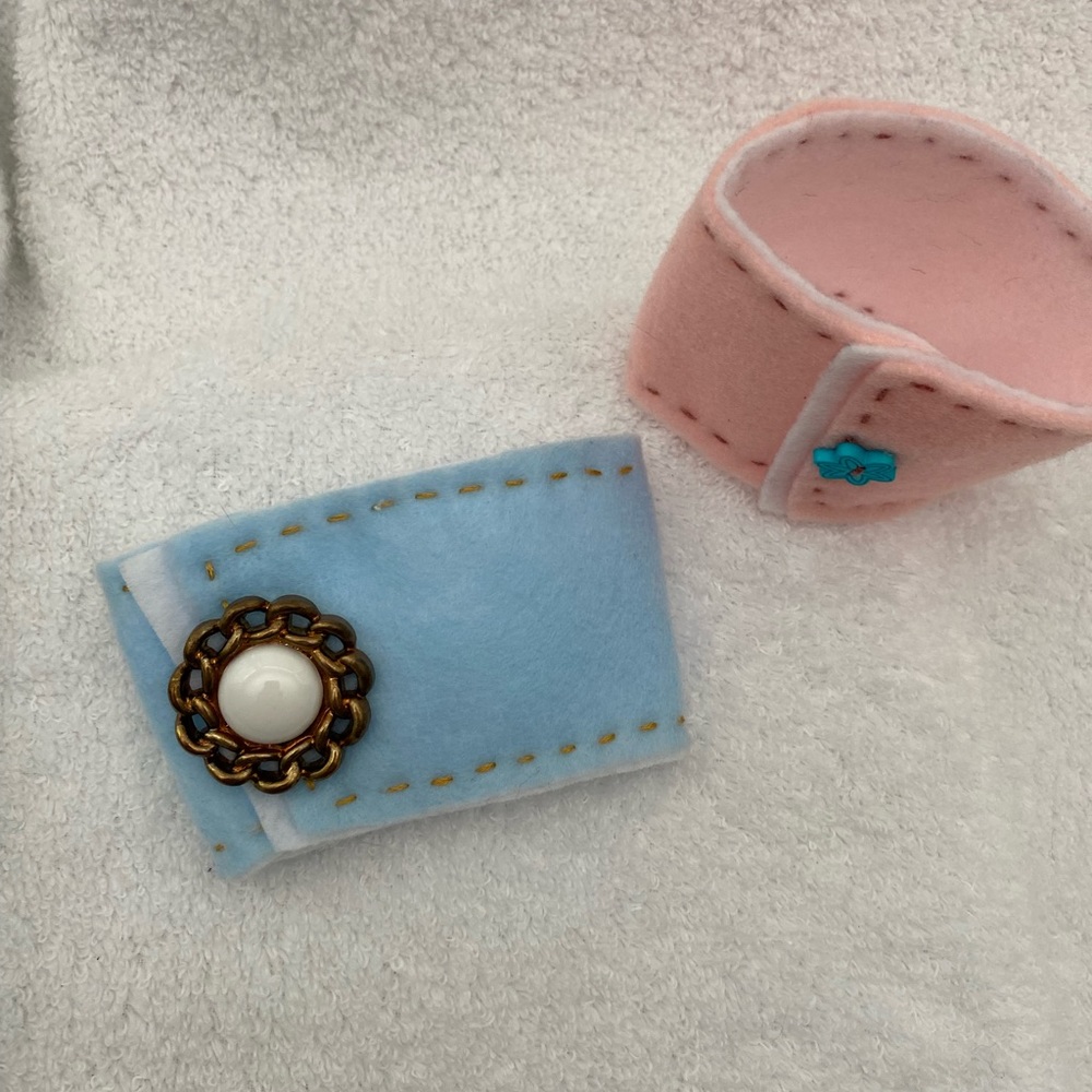 Coffee cup holders cafe latte pastels felt and buttons hand made